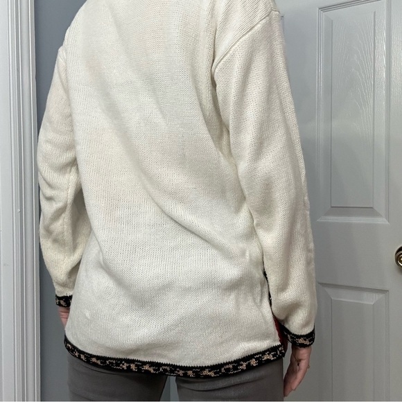 Vintage Sweater Knit Castle Graphic 80s Casual Funky Casual Medieval Size Medium - Picture 3 of 7